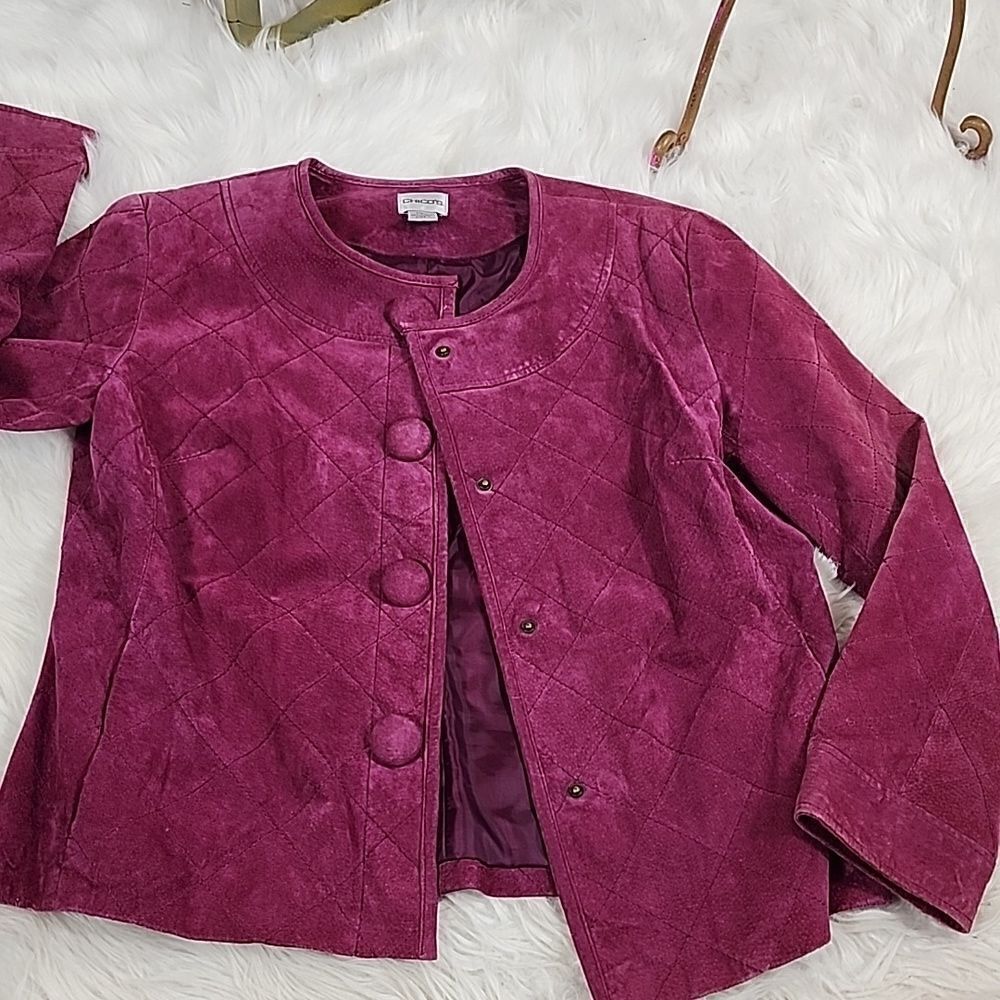 Plum Suede Jacket Chicos Size 1